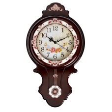 Часы настенные интерьерные с маятником, 2 батарейки, 56 х 30 х 28 см, d-20 см, коричневые
