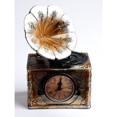 Часы настольные интерьерные, «Граммофон», на батарейках, 15.5×9.5×24.5 см, d-7 см