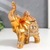 Фигурка-шкатулка для украшений «Золотой слон в зеркальной попоне», полистоун, 15×13.7×6.5 см