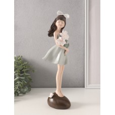 Фигурка «Девушка с белыми цветами в руках», полистоун, 9.2×9.1×33.8 см