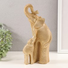 Фигурка 3D полистоун «Слон со слонёнком», т. золото, 13.5×8×28.5 см