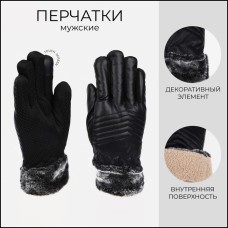 Перчатки мужские, безразмерные, с утеплителем, цвет чёрный