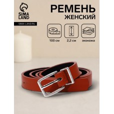Ремень женский, ширина 2,2 см, пряжка металл, цвет рыжий