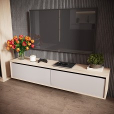 Тумба под ТВ подвесная с ящиками Лакки, 1500х320х300, Туя светлая/Кашемир
