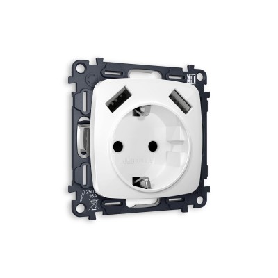 Комплект механизма электрической розетки USB A+A 18W Ambrella Volt Omega (OP1090, VM155) MO109010