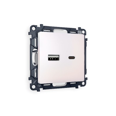 Комплект механизма розетки 2USB A+C 20W (быстрая зарядка) Ambrella Volt Alfa MA211010