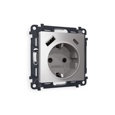 Комплект механизма розетки 2USB A+C 20W (быстрая зарядка) с/з Ambrella Volt Alfa MA510010