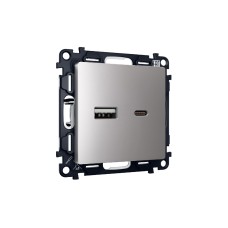 Комплект механизма розетки 2USB A+C 20W (быстрая зарядка) Ambrella Volt Alfa MA511010
