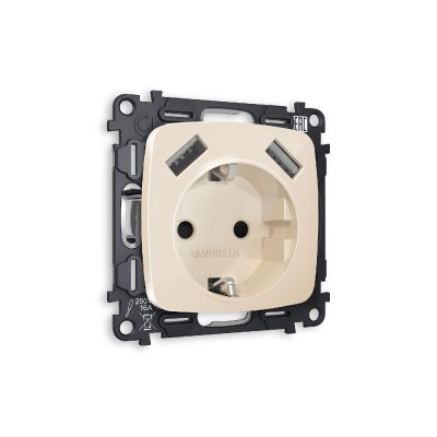 Комплект механизма розетки 2USB A+A 18W (быстрая зарядка) с/з Ambrella Volt Omega MO309010
