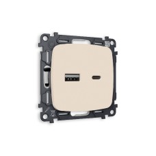 Комплект механизма розетки 2USB A+C 20W (быстрая зарядка) Ambrella Volt Omega MO331010