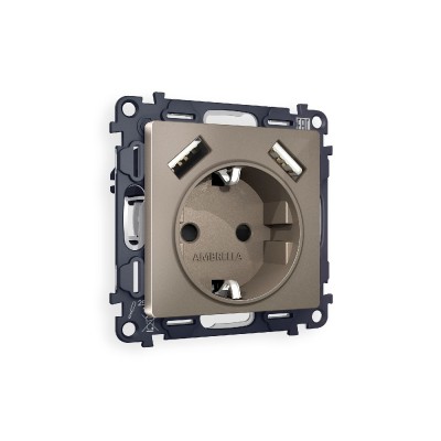 Комплект механизма розетки 2USB A+A 18W (быстрая зарядка) с/з Ambrella Volt Alfa MA639010
