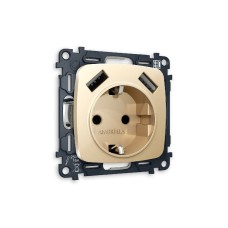 Комплект механизма розетки 2USB A+A 18W (быстрая зарядка) с/з Ambrella Volt Omega MO609010