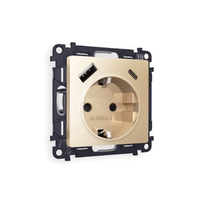 Комплект механизма розетки 2USB A+C 20W (быстрая зарядка) с/з Ambrella Volt Alfa MA610010