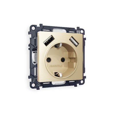 Комплект механизма розетки 2USB A+A 18W (быстрая зарядка) с/з Ambrella Volt Alfa MA609010