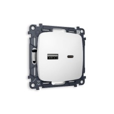 Комплект механизма розетки 2USB A+C 20W (быстрая зарядка) Ambrella Volt Omega MO131010
