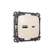 Комплект механизма розетки 2USB A+C 20W (быстрая зарядка) Ambrella Volt Omega MO311010