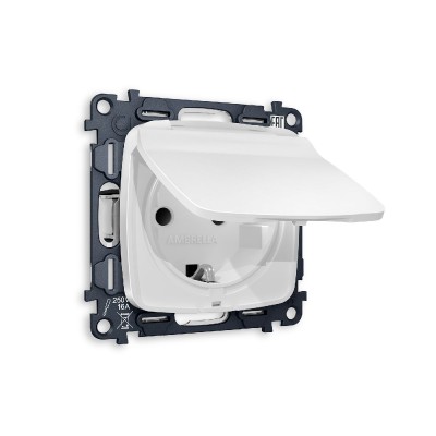 Комплект механизма розетки с/з со шторками и крышкой Ambrella Volt Omega MO128010