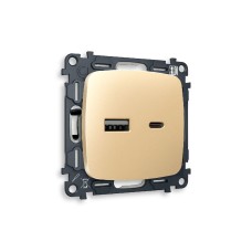 Комплект механизма розетки 2USB A+C 20W (быстрая зарядка) Ambrella Volt Omega MO611010