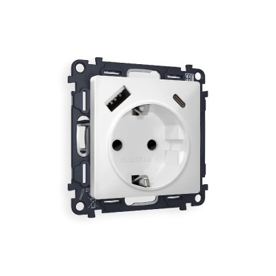 Комплект механизма розетки 2USB A+C 20W (быстрая зарядка) с/з Ambrella Volt Alfa MA130010