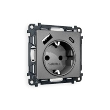 Комплект механизма розетки 2USB A+C 20W (быстрая зарядка) с/з Ambrella Volt Alfa MA660010