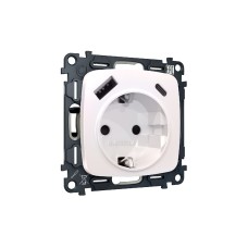 Комплект механизма розетки 2USB A+C 20W (быстрая зарядка) с/з Ambrella Volt Omega MO210010