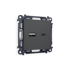 Комплект механизма розетки 2USB A+C 20W (быстрая зарядка) Ambrella Volt Alfa MA911010