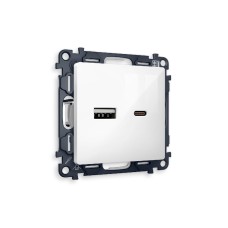 Комплект механизма розетки 2USB A+C 20W (быстрая зарядка) Ambrella Volt Alfa MA111010