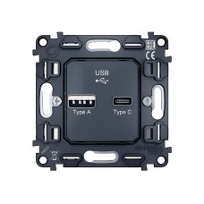 Механизм розетки 2USB A+C 20W (быстрая зарядка) Ambrella Volt Quant VM177