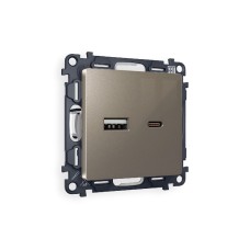 Комплект механизма розетки 2USB A+C 20W (быстрая зарядка) Ambrella Volt Alfa MA641010