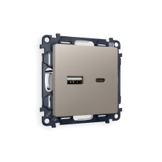 Комплект механизма розетки 2USB A+C 20W (быстрая зарядка) Ambrella Volt Alfa MA371010