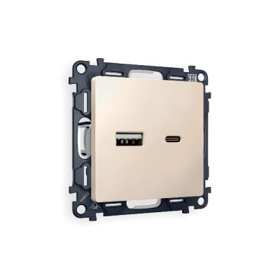 Комплект механизма розетки 2USB A+C 20W (быстрая зарядка) Ambrella Volt Alfa MA331010