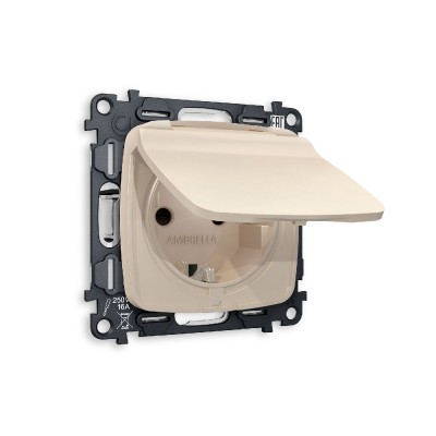 Комплект механизма розетки с/з со шторками и крышкой Ambrella Volt Omega MO328010