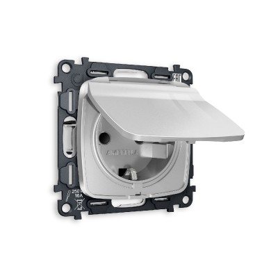 Комплект механизма розетки с/з со шторками и крышкой Ambrella Volt Omega MO408010
