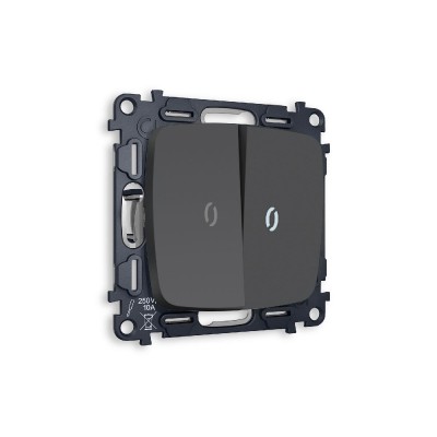 Комплект механизма 2-кл проходного выключателя с подсветкой Ambrella Volt Omega MO904035