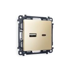 Комплект механизма розетки 2USB A+C 20W (быстрая зарядка) Ambrella Volt Alfa MA611010