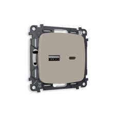 Комплект механизма розетки 2USB A+C 20W (быстрая зарядка) Ambrella Volt Omega MO371010