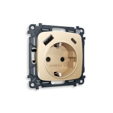 Комплект механизма розетки 2USB A+C 20W (быстрая зарядка) с/з Ambrella Volt Omega MO610010