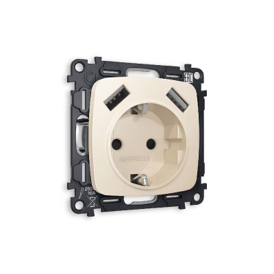 Комплект механизма розетки 2USB A+A 18W (быстрая зарядка) с/з Ambrella Volt Omega MO329010