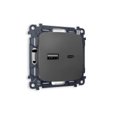 Комплект механизма розетки 2USB A+C 20W (быстрая зарядка) Ambrella Volt Omega MO911010