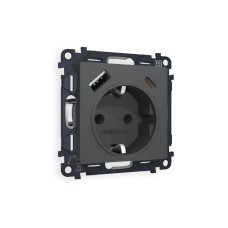Комплект механизма розетки 2USB A+C 20W (быстрая зарядка) с/з Ambrella Volt Alfa MA910010