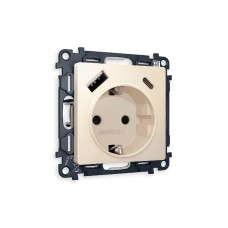 Комплект механизма розетки 2USB A+C 20W (быстрая зарядка) с/з Ambrella Volt Alfa MA330010