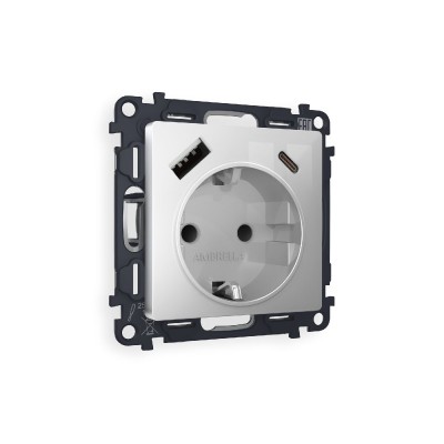 Комплект механизма розетки 2USB A+C 20W (быстрая зарядка) с/з Ambrella Volt Alfa MA410010