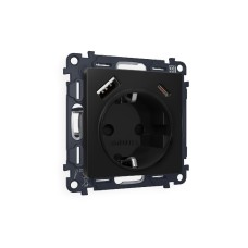 Комплект механизма розетки 2USB A+C 20W (быстрая зарядка) с/з Ambrella Volt Alfa MA810010