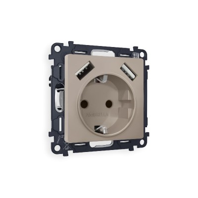Комплект механизма розетки 2USB A+A 18W (быстрая зарядка) с/з Ambrella Volt Alfa MA369010