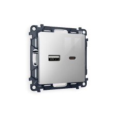 Комплект механизма розетки 2USB A+C 20W (быстрая зарядка) Ambrella Volt Alfa MA411010