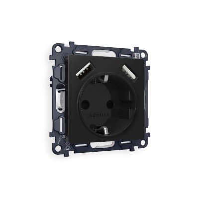Комплект механизма розетки 2USB A+A 18W (быстрая зарядка) с/з Ambrella Volt Alfa MA809010