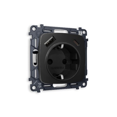 Комплект механизма розетки 2USB A+C 20W (быстрая зарядка) с/з Ambrella Volt Omega MO810010