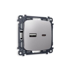 Комплект механизма розетки 2USB A+C 20W 3000mA (быстрая зарядка) Ambrella Volt Omega MO511010