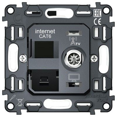 Механизм ТВ-розетки оконечные и розетки Ethernet RJ-45 со шторкам Ambrella Volt QUANT VM195