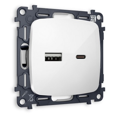 Розетка 2хUSB type A и C без рамки Ambrella Volt MO MO111010